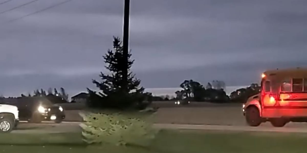 Eye-opening video shows South Dakota child avoiding getting hit by vehicle at bus stop