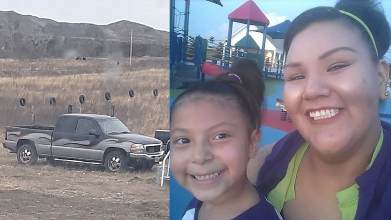 K'annielove Chasing Hawk and her mother Arita Chasing Hawk, are possibly in the Pine Ridge or...