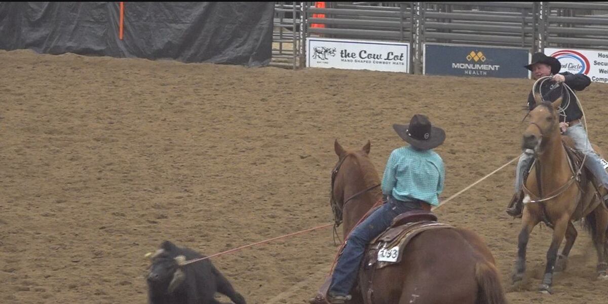 Cown Mid Riders A young cowboy takes the reins of a competition horse