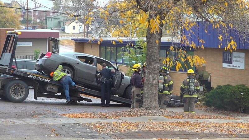 Police say luckily no one was in the room when the crash occurred.